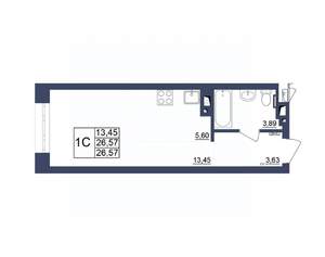 Студия квартира, вторичка, 27м2, 12/34 этаж