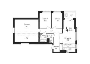 3-к квартира, строящийся дом, 95м2, 10/25 этаж
