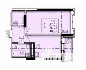 1-к квартира, строящийся дом, 39м2, 9/25 этаж