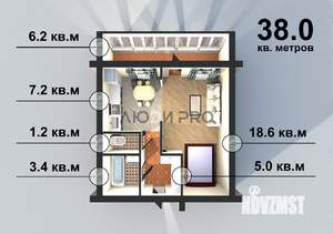 1-к квартира, вторичка, 38м2, 6/10 этаж