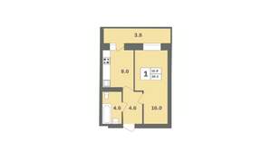 1-к квартира, вторичка, 38м2, 7/12 этаж
