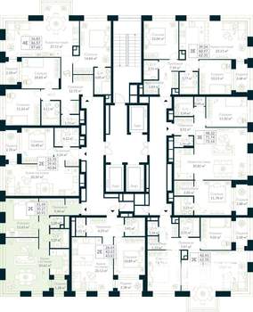 1-к квартира, строящийся дом, 51м2, 24/30 этаж