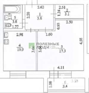 1-к квартира, вторичка, 42м2, 6/10 этаж