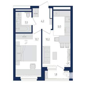 2-к квартира, вторичка, 37м2, 13/22 этаж