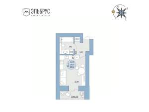 Студия квартира, вторичка, 28м2, 1/20 этаж