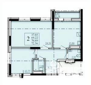 2-к квартира, строящийся дом, 71м2, 6/25 этаж
