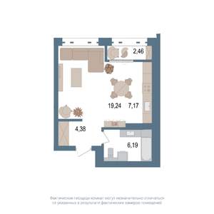 1-к квартира, вторичка, 38м2, 8/14 этаж