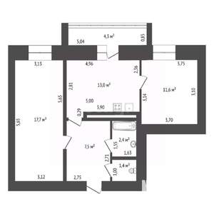 2-к квартира, вторичка, 54м2, 9/11 этаж