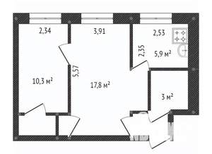 2-к квартира, вторичка, 44м2, 5/5 этаж