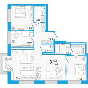 3-к квартира, вторичка, 120м2, 18/23 этаж