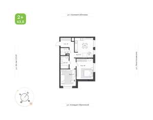 2-к квартира, вторичка, 64м2, 2/18 этаж