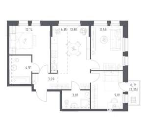 3-к квартира, вторичка, 65м2, 9/12 этаж