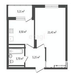 1-к квартира, вторичка, 42м2, 2/20 этаж