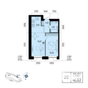 2-к квартира, вторичка, 47м2, 6/25 этаж