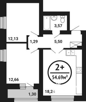 2-к квартира, вторичка, 55м2, 6/8 этаж