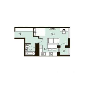 1-к квартира, строящийся дом, 31м2, 23/25 этаж