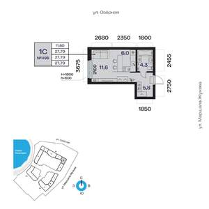 1-к квартира, вторичка, 28м2, 3/32 этаж