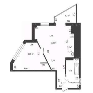 1-к квартира, вторичка, 49м2, 16/16 этаж