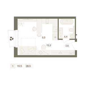 1-к квартира, вторичка, 29м2, 4/10 этаж