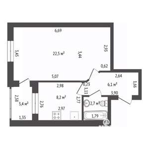 1-к квартира, вторичка, 40м2, 3/10 этаж