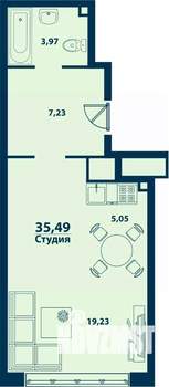 1-к квартира, строящийся дом, 35м2, 1/24 этаж