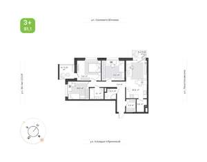 3-к квартира, вторичка, 81м2, 2/24 этаж
