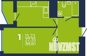 1-к квартира, строящийся дом, 38м2, 25/25 этаж