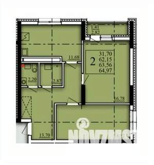 2-к квартира, вторичка, 64м2, 17/21 этаж