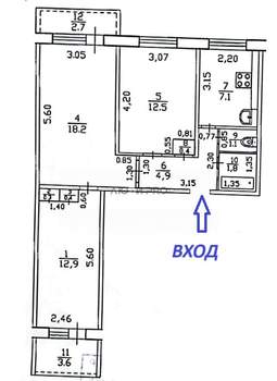 3-к квартира, вторичка, 62м2, 2/9 этаж