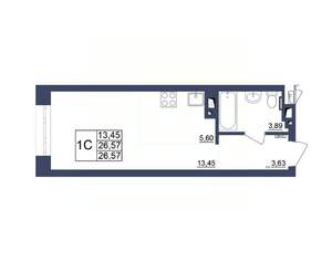Студия квартира, строящийся дом, 27м2, 15/34 этаж