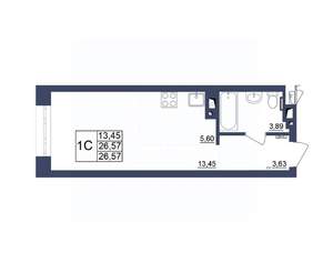 Студия квартира, строящийся дом, 27м2, 7/34 этаж