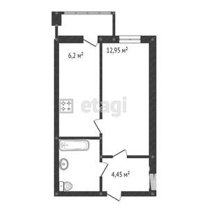 1-к квартира, вторичка, 31м2, 2/25 этаж