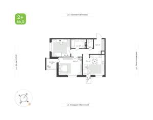 2-к квартира, вторичка, 66м2, 4/25 этаж