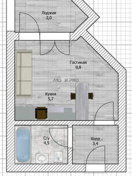 Студия квартира, вторичка, 26м2, 3/9 этаж
