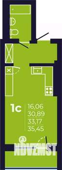 1-к квартира, строящийся дом, 33м2, 9/25 этаж