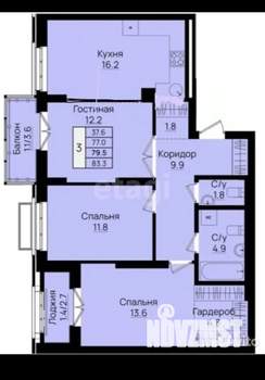 3-к квартира, вторичка, 83м2, 4/8 этаж