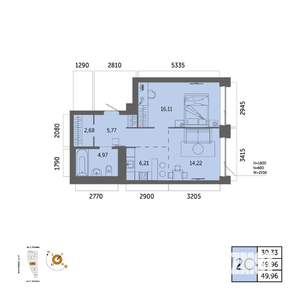 2-к квартира, вторичка, 50м2, 6/32 этаж