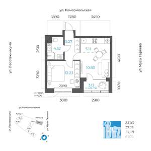 2-к квартира, вторичка, 39м2, 3/17 этаж