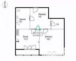 1-к квартира, вторичка, 42м2, 22/24 этаж