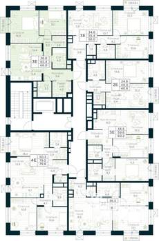 2-к квартира, строящийся дом, 66м2, 5/10 этаж
