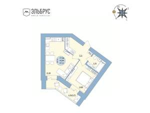 2-к квартира, вторичка, 47м2, 19/20 этаж