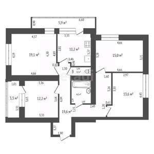 4-к квартира, вторичка, 96м2, 17/25 этаж