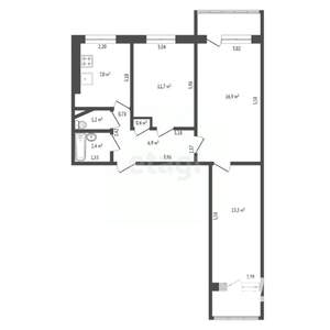 3-к квартира, вторичка, 62м2, 8/9 этаж