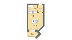 1-к квартира, вторичка, 33м2, 1/9 этаж