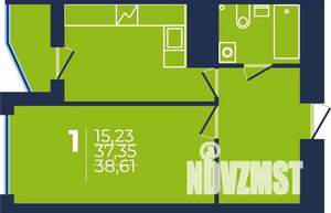 1-к квартира, строящийся дом, 38м2, 24/25 этаж
