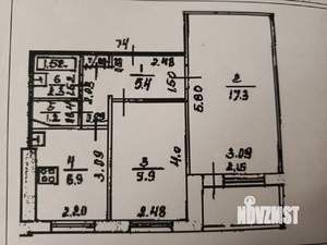 2-к квартира, вторичка, 43м2, 1/9 этаж