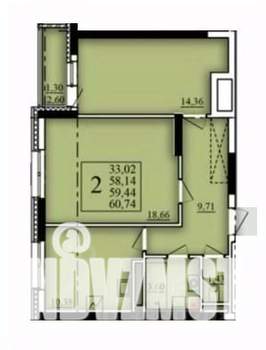 2-к квартира, вторичка, 59м2, 7/21 этаж