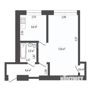 1-к квартира, вторичка, 32м2, 1/3 этаж