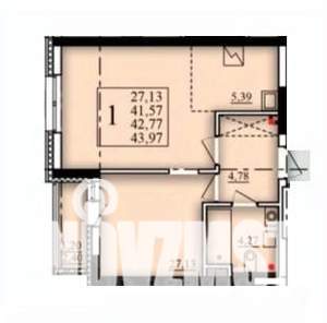 1-к квартира, вторичка, 43м2, 2/21 этаж