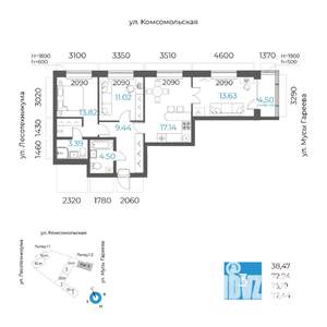 3-к квартира, вторичка, 75м2, 12/17 этаж